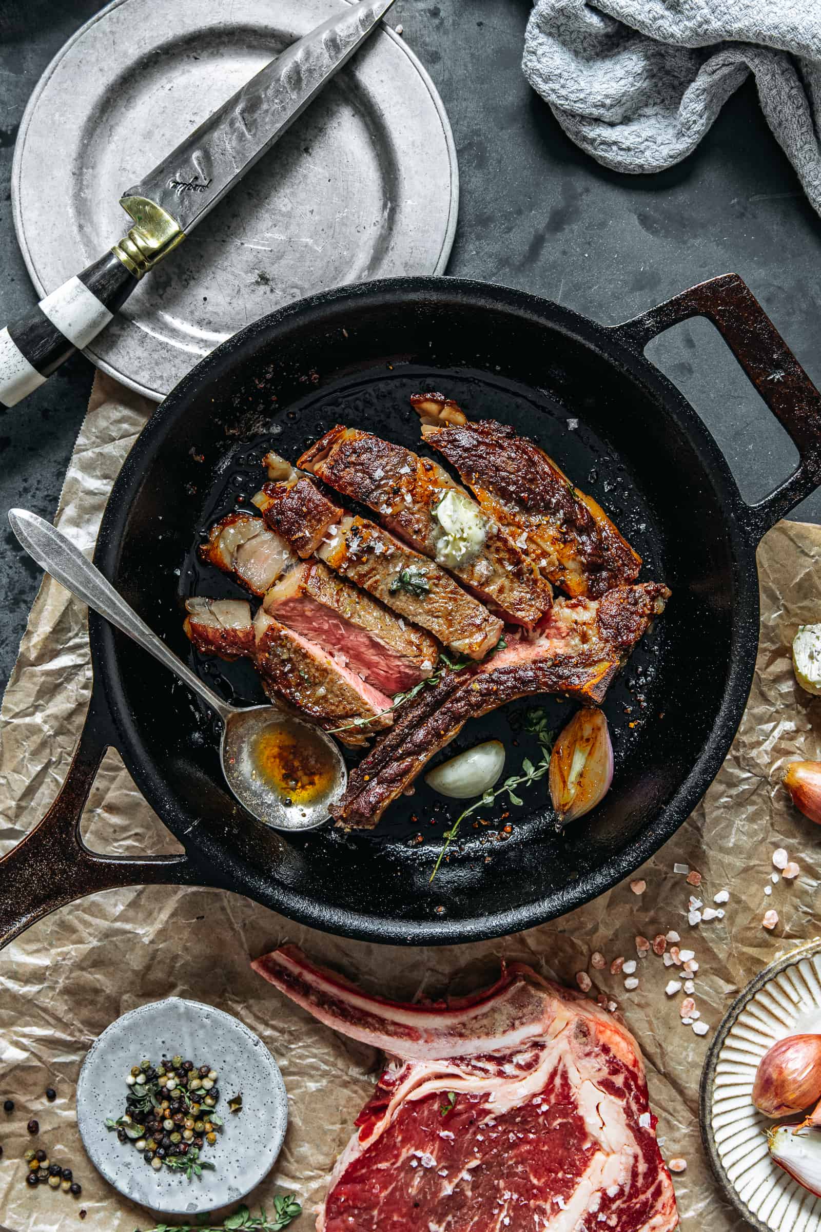 Cast Iron Steak (with garlic herb butter) - A Pinch of Healthy