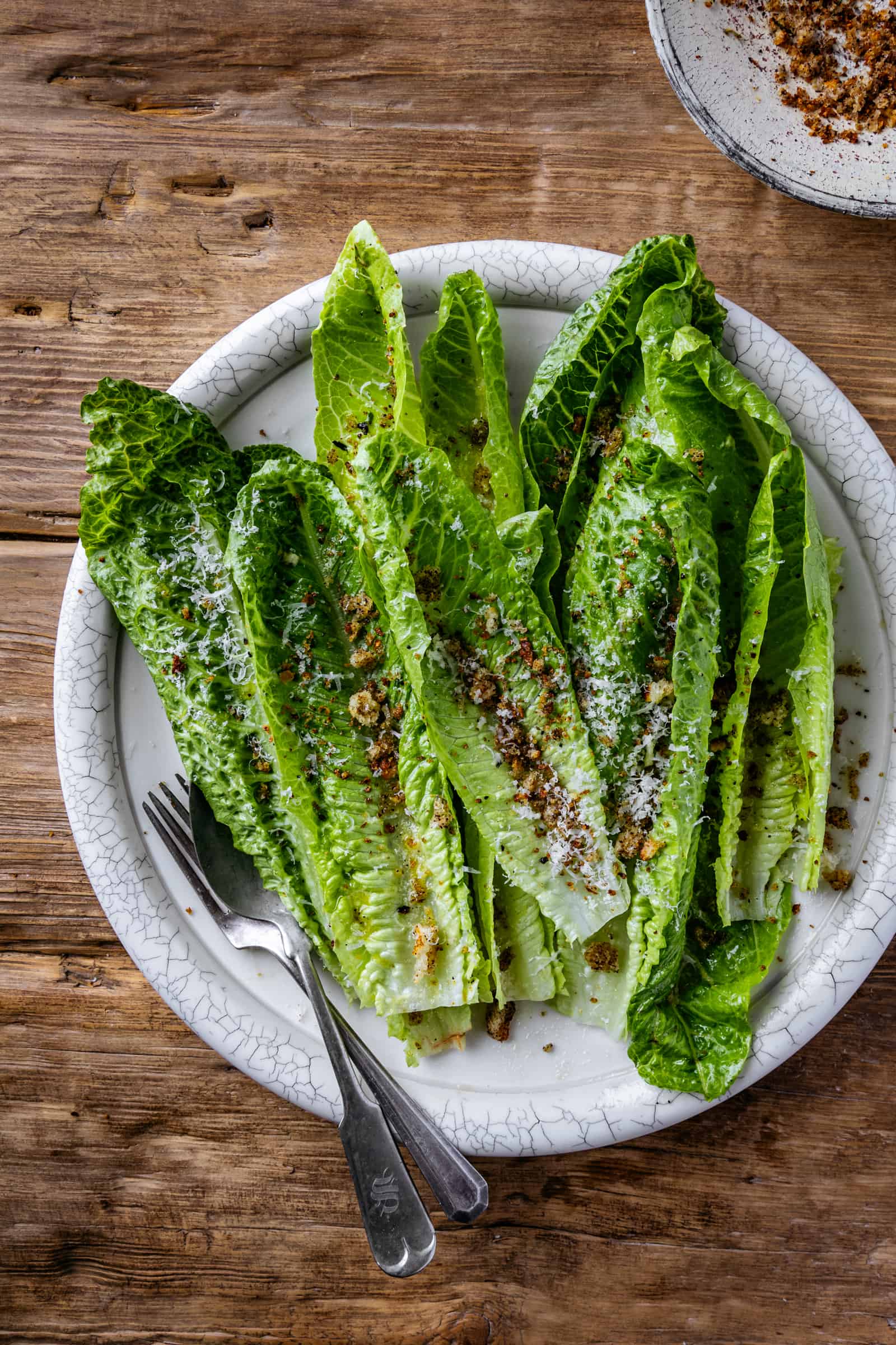 Crisp Romaine with Dressing and Breadcrumbs