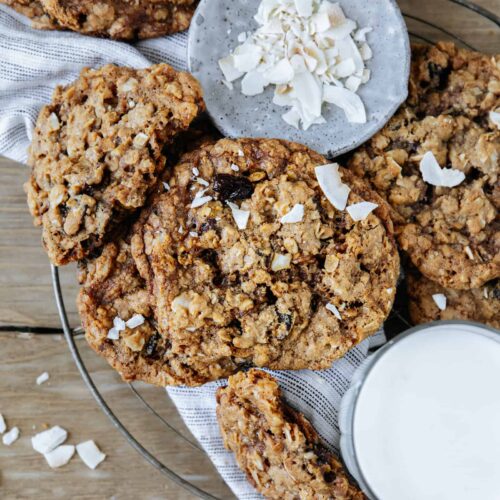 Chewy Coconut Cherry Oatmeal Cookies