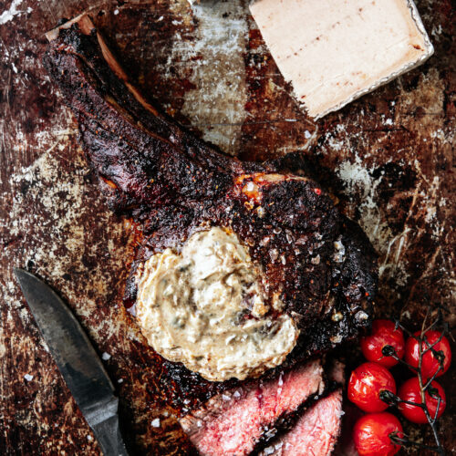 Sliced coffee-rubbed steak