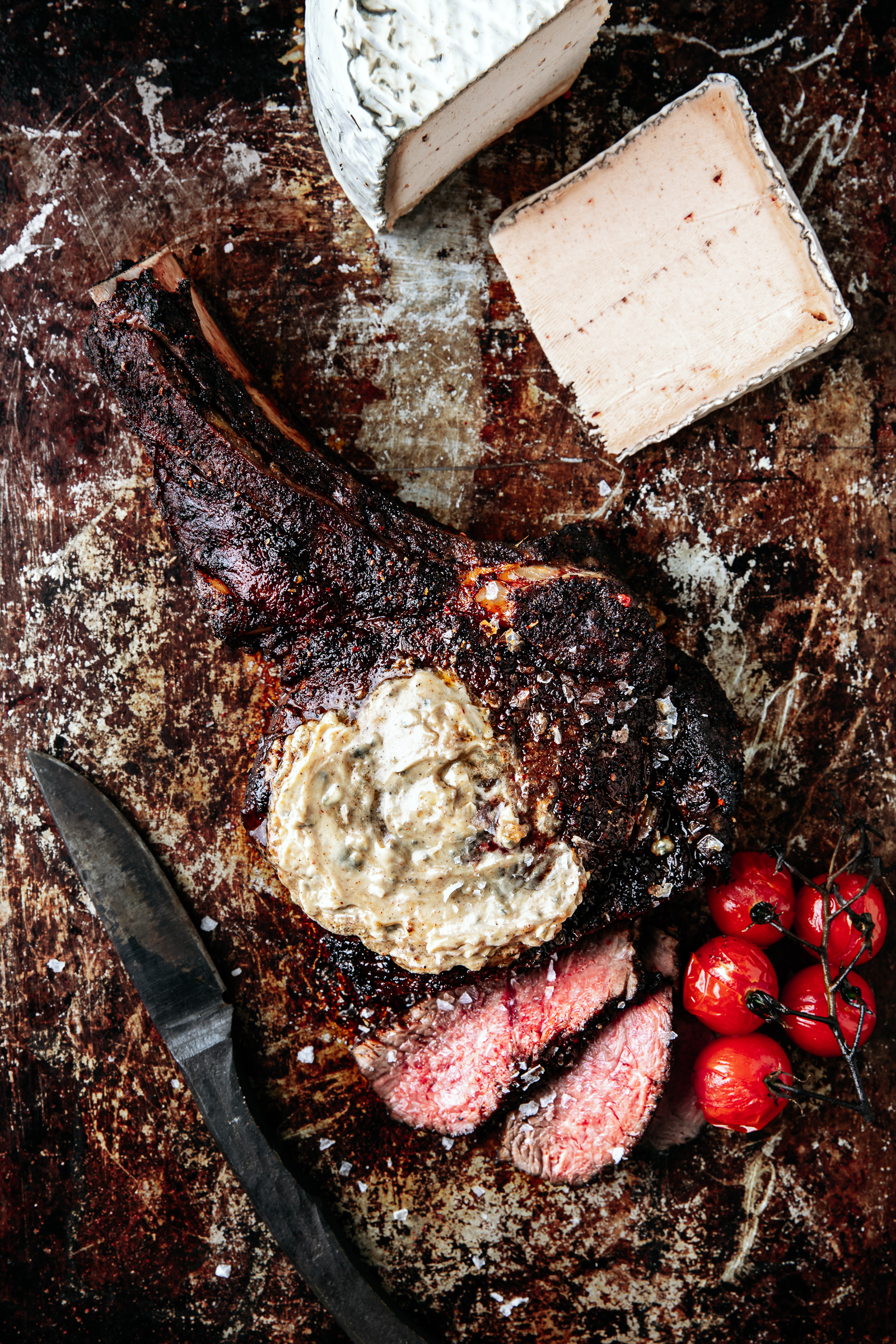 Sliced coffee-rubbed steak