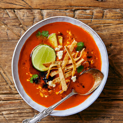 A bowl of tortilla soup