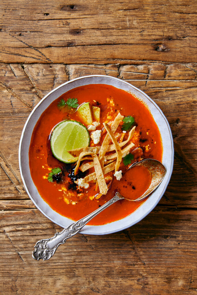 A bowl of tortilla soup